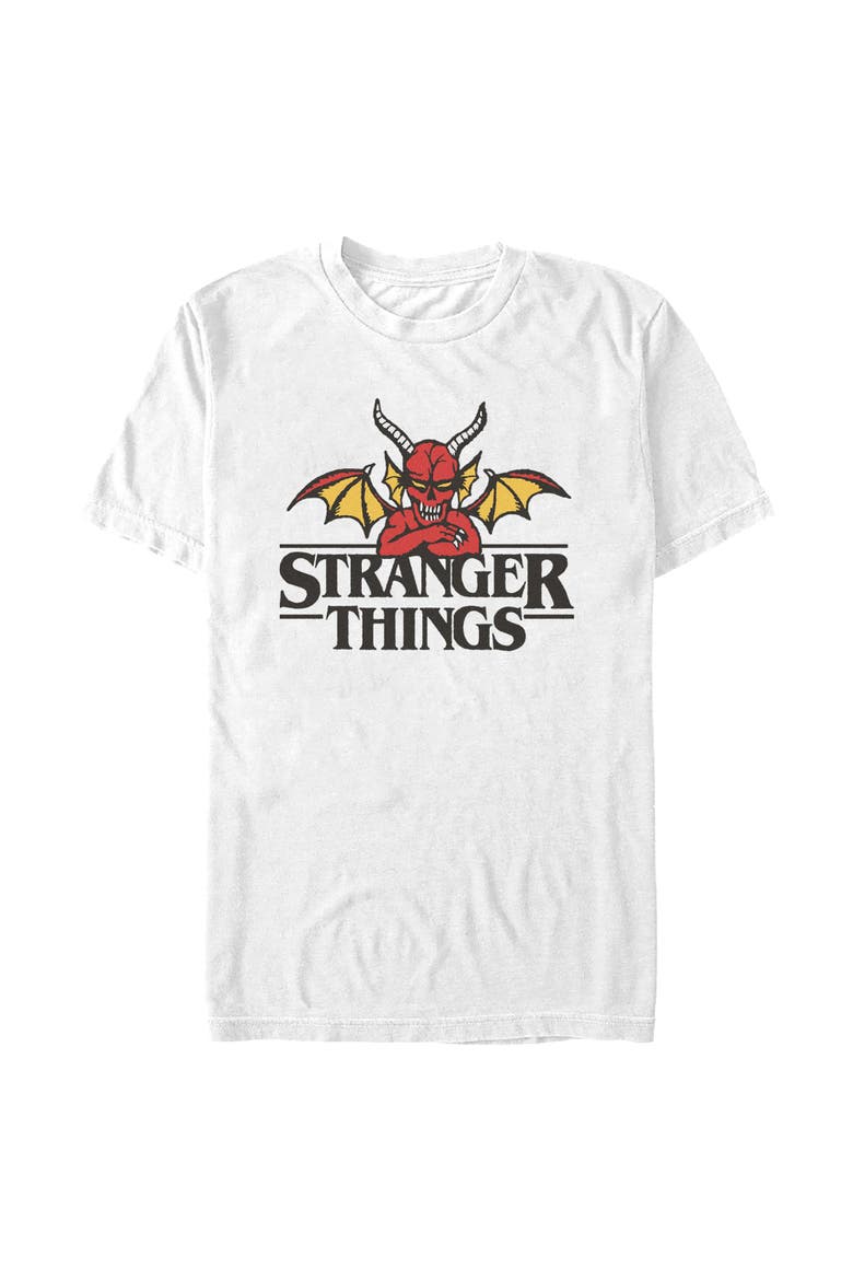 Men's Stranger Things Classic Devil Logo  Graphic T-Shirt, Alternate, color, White