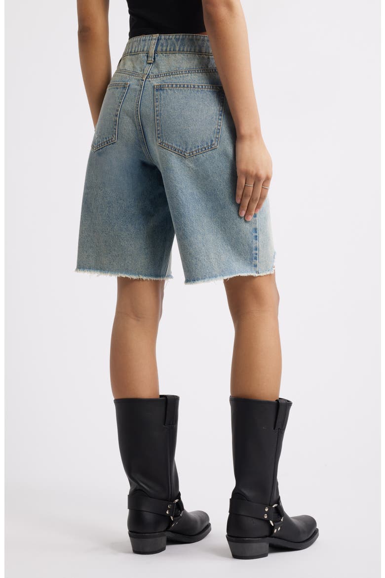 Frayed Mid Rise Denim Jorts, Alternate, color, SABRINA WASH