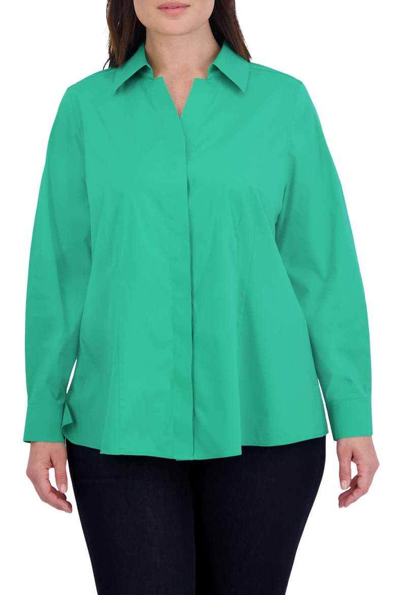 Taylor Non-Iron Long Sleeve Stretch Button-Up Shirt, Main, color, KELLY GREEN