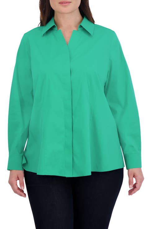 Taylor Non-Iron Long Sleeve Stretch Button-Up Shirt (Plus Size)