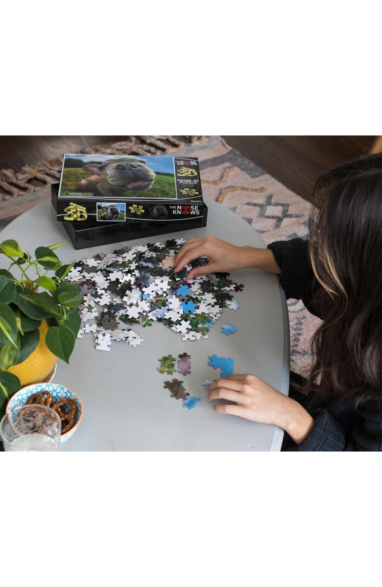 PowerHouse Toys LLC Pugsley The Nose Knows Super 3D 500 Piece Jigsaw Puzzle For Adults And Kids, Alternate, color, Multi-Color