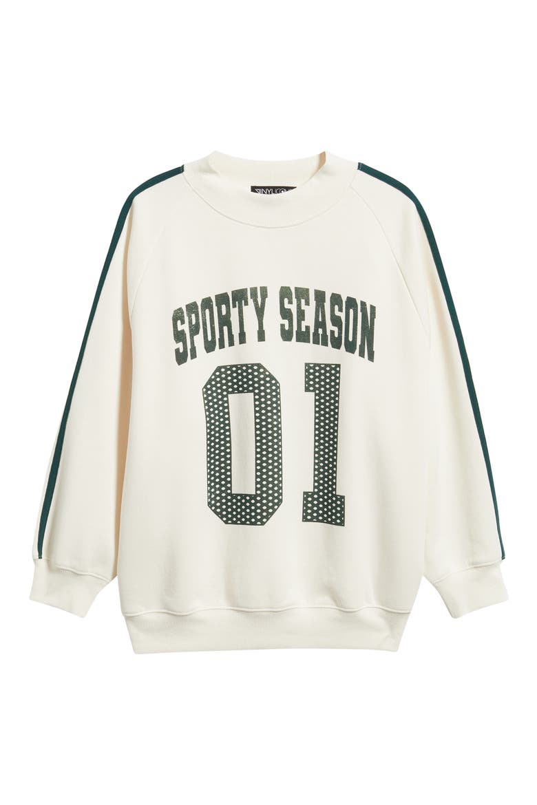 Sporty Season Mock Neck Graphic Sweatshirt, Alternate, color, MARSHMALLOW