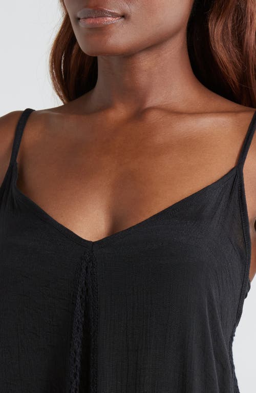 Elan Open Stitch Sleeveless Cover-up Dress In Black
