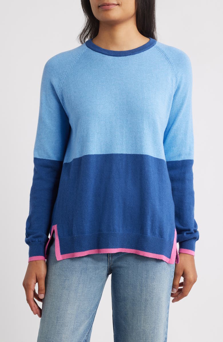 Hatley Olivia Colorblock Tipped Sweater, Main, color, Blue