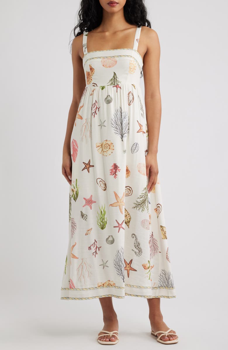 Blu Pepper Printed Midi Sundress, Main, color, Cream Multi