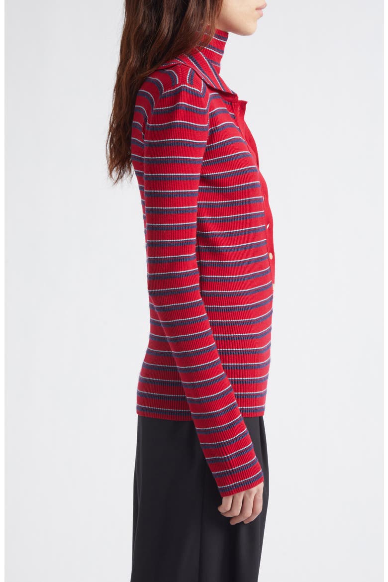 High-Neck Layered Knit Top, Alternate, color, RED