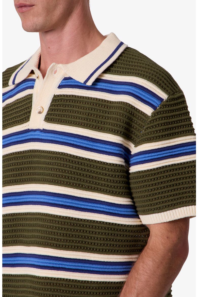 Striped Knit Polo Shirt, Alternate, color, GREEN MULTI