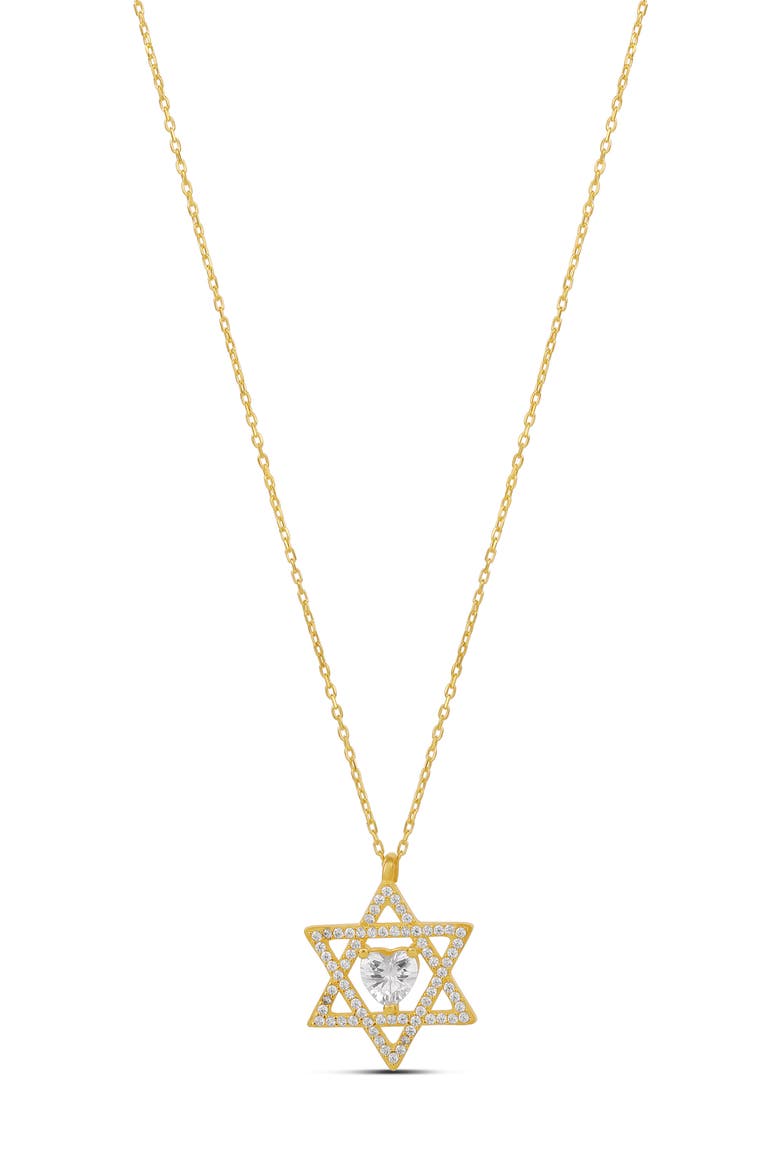 Star of David Heart Pendant Necklace, Main, color, GOLD