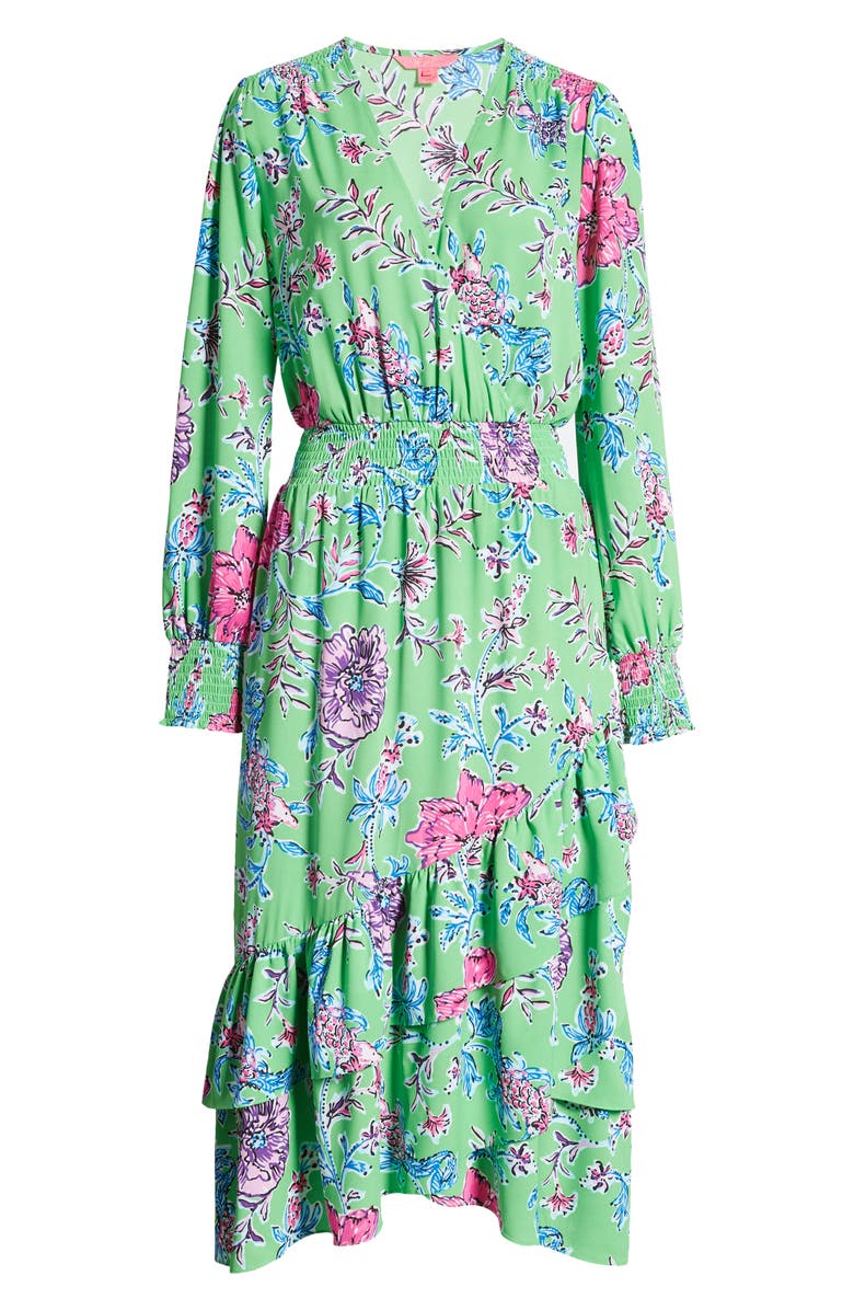 Lilly Pulitzer<sup>®</sup> Cristiana Floral Long Sleeve Stretch Midi Dress, Alternate, color, Gecko Green Brewsters Blooms