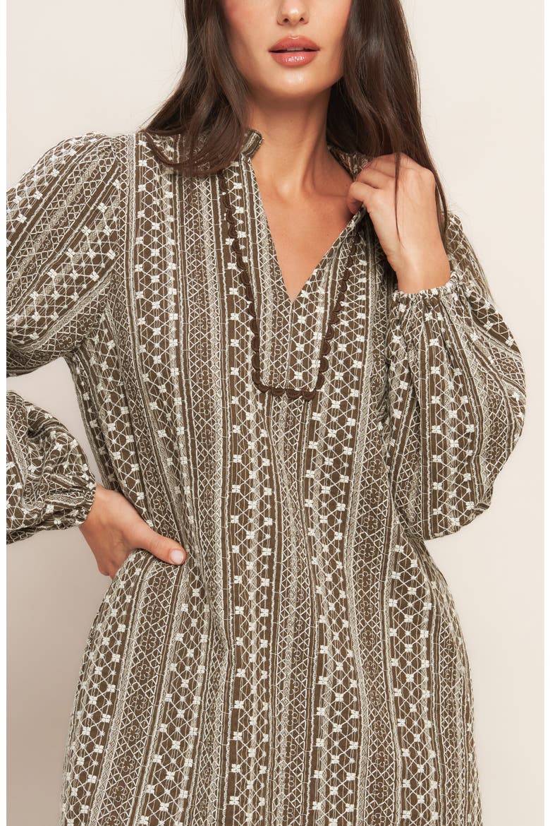 Textured Long Sleeve Dress, Alternate, color, BROWN
