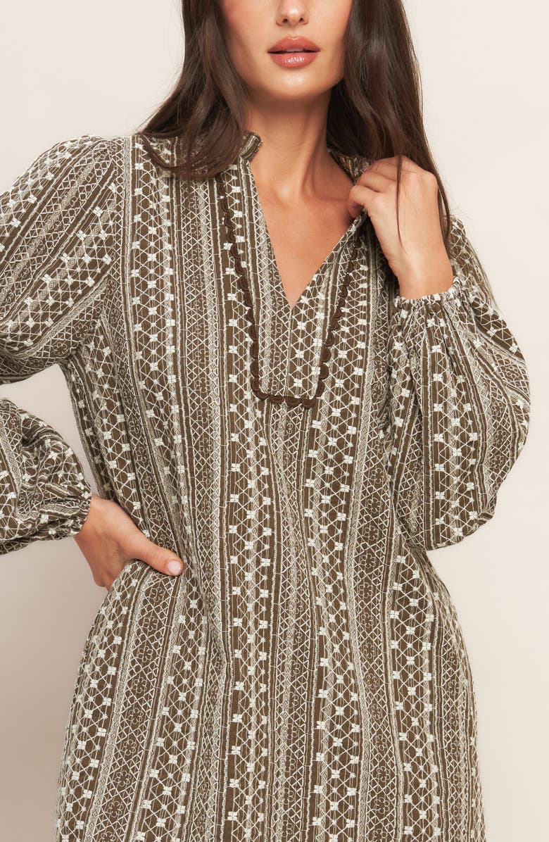 FLYING TOMATO Textured Long Sleeve Dress, Alternate, color, Brown