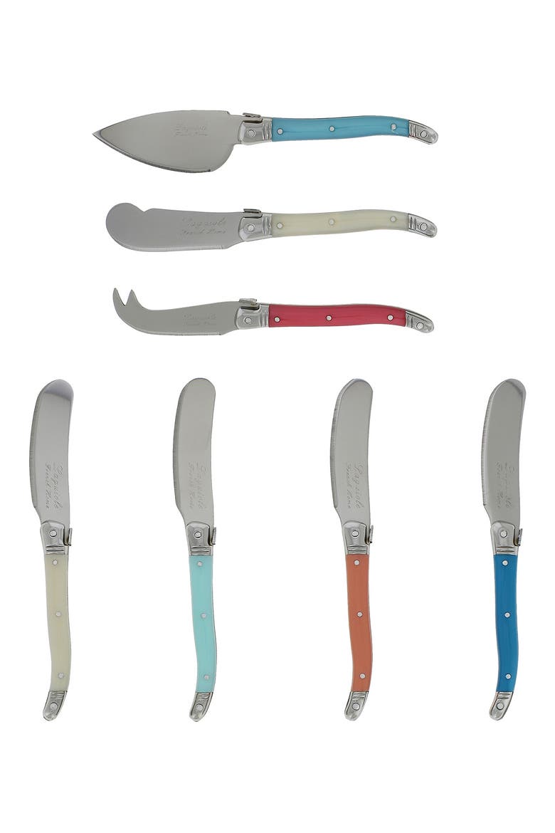 7-Piece Laguiole Cheese Knives Set, Alternate, color, CORAL AND TURQUOISE AND IVORY