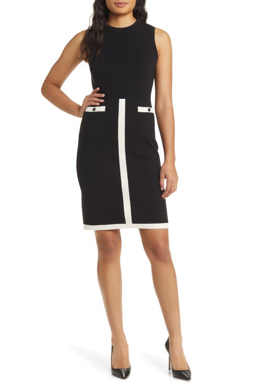 ANNE KLEIN ANNE KLEIN CONTRAST TRIM SLEEVELESS SWEATER DRESS 
