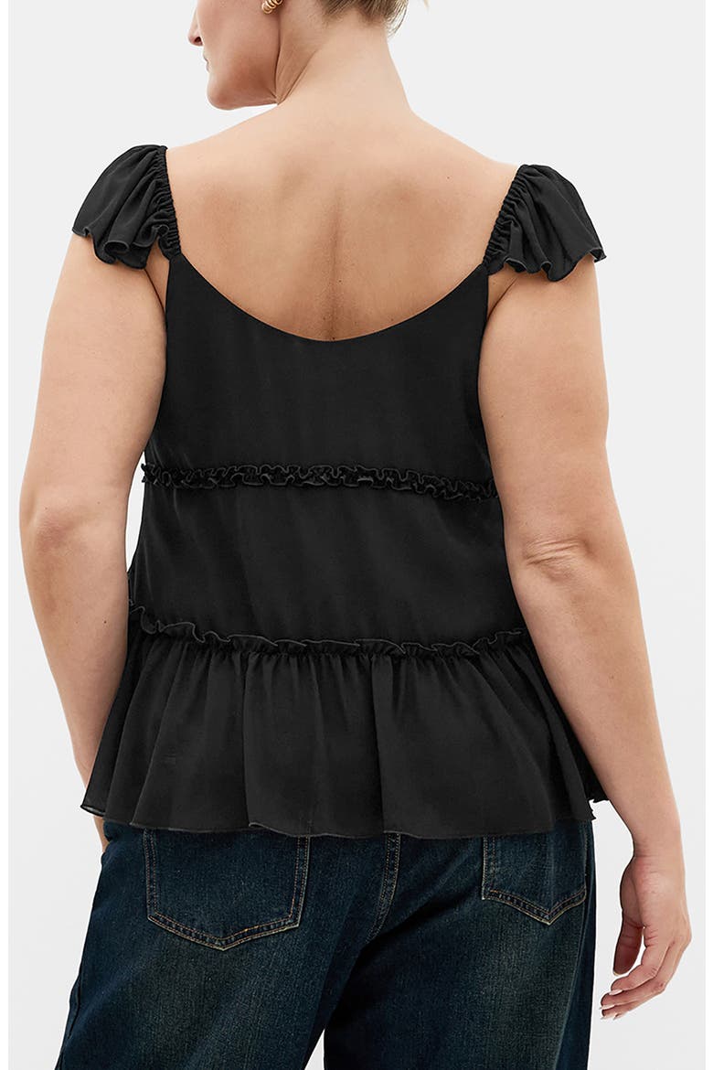 Bryn Ruffle Chiffon Peplum Top, Alternate, color, BLACK