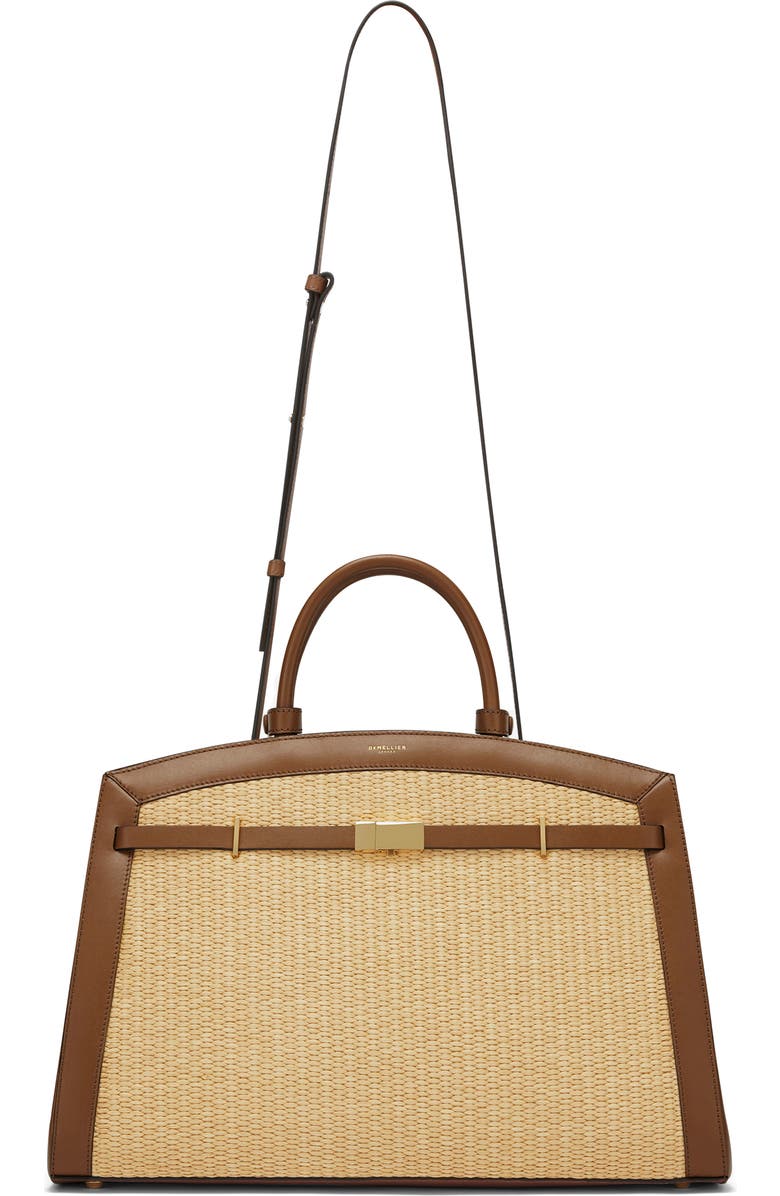 DeMellier The Hudson Raffia & Leather Top Handle Bag, Alternate, color,