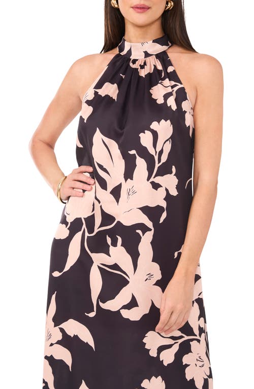 Shop Vince Camuto Floral Maxi Halter Dress In Rich Black