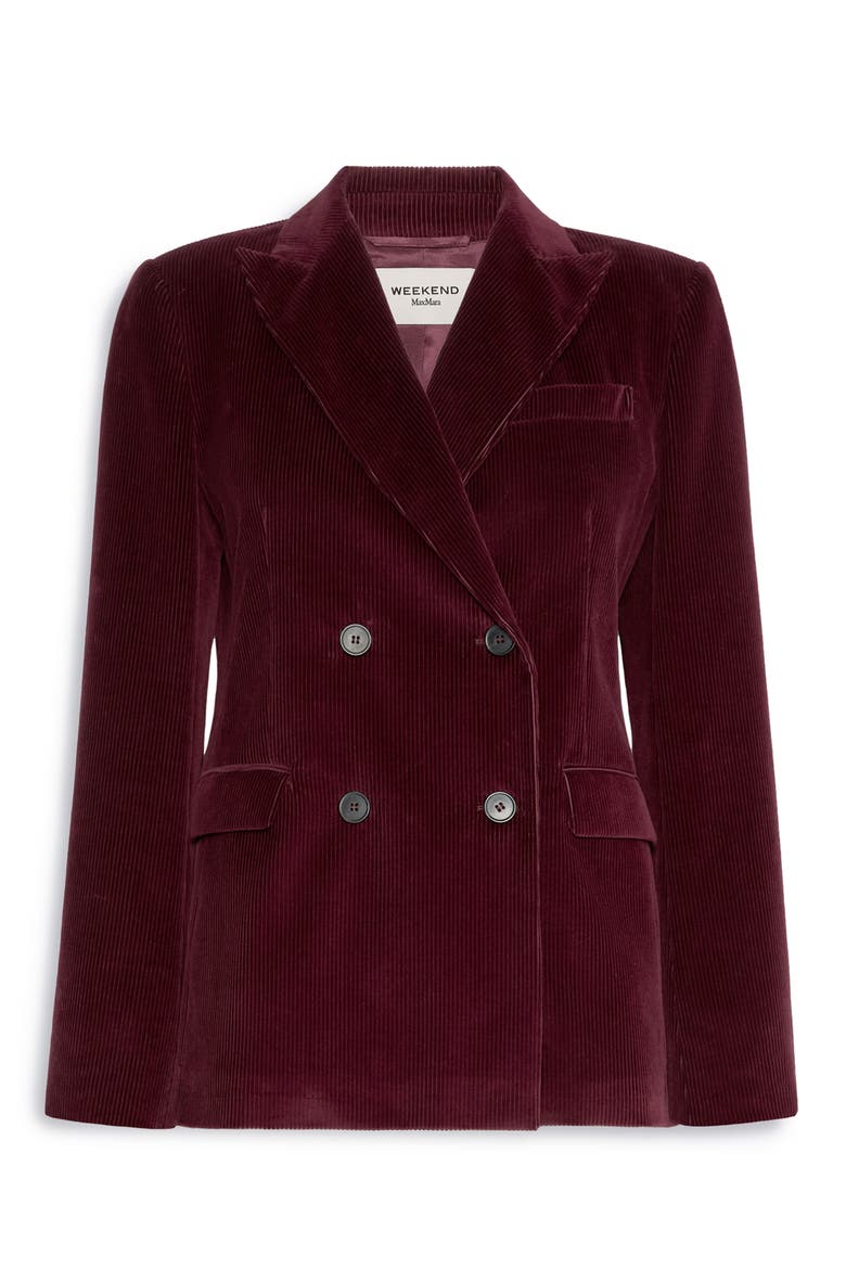 Double Breasted Corduroy Blazer, Alternate, color, BORDEAUX