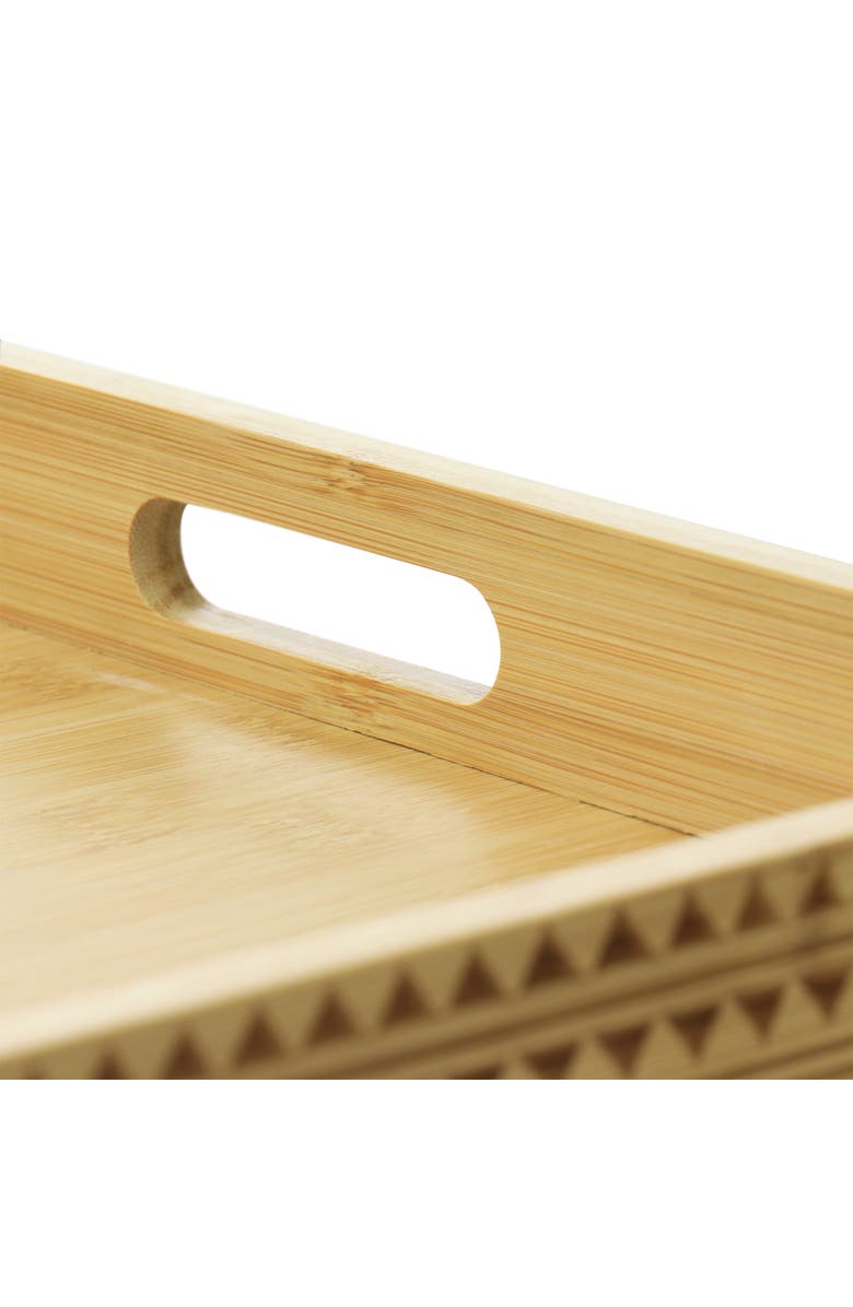 Gibson Home Sadler 15 Inch Wood Serving Tray with Built-in Handles, Alternate, color, Brown