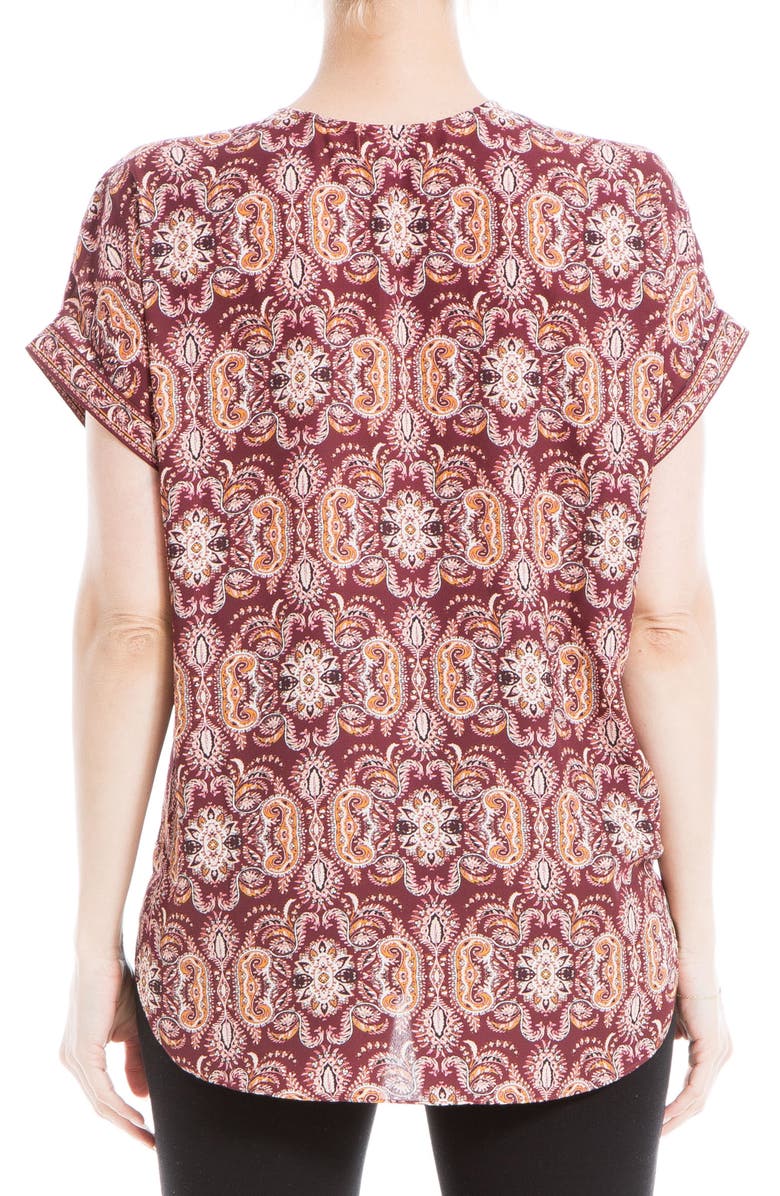MAX STUDIO Patterned Surplice Crepe Blouse, Alternate, color, Wine Floral