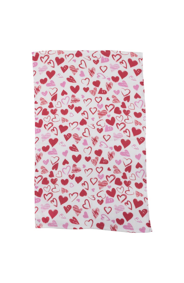 Northlight Plaid and Hearts Valentine's Day Kitchen Tea Towels - 26" - Pink and Red - Set of 2, Alternate, color, White