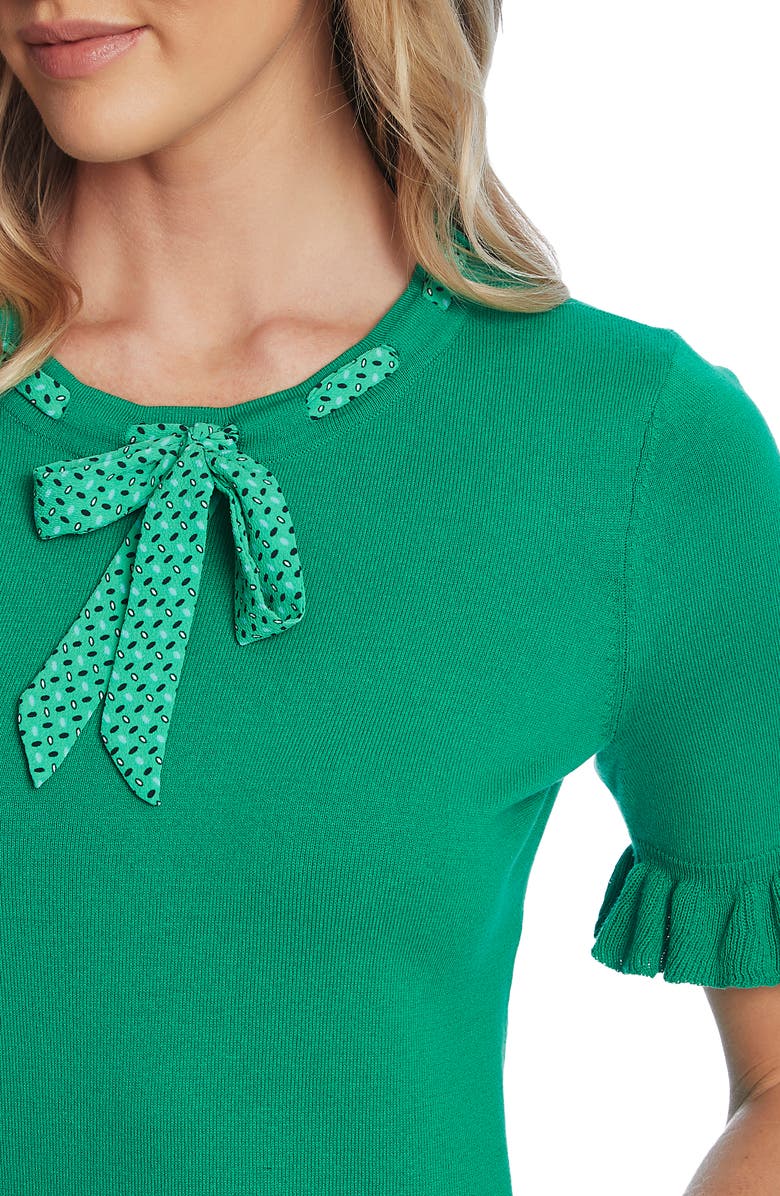 CeCe Ruffle Sleeve Tie Neck Sweater, Alternate, color,