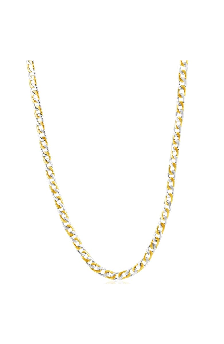 Bliss Diamond Solid Platinum & 14k Gold Men's 42.1g 5mm Flexible Link 20 " Necklace, Alternate, color,