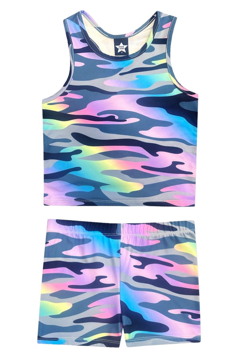 Kids' Cropped Tank & Shorts Set, Main, color, RAINBOW CAMO