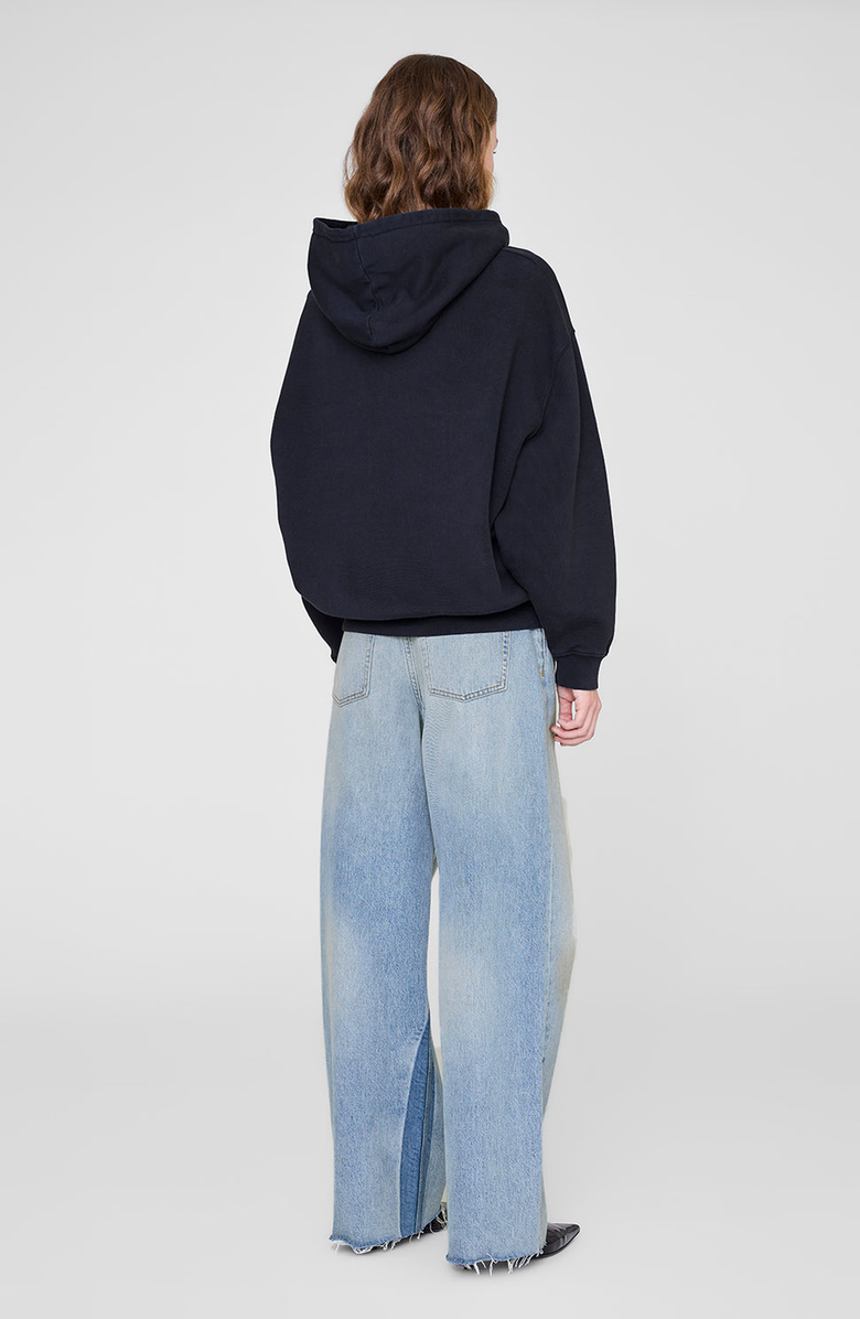 ANINE BING Jaci Letterman Hoodie, Alternate, color, Vintage Black