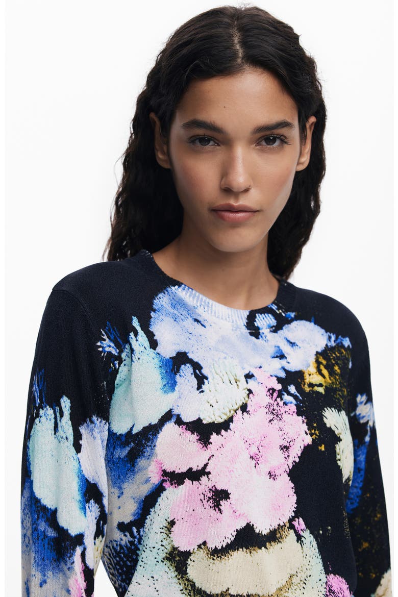 Abstract Print Crewneck Sweater, Alternate, color, BLUE