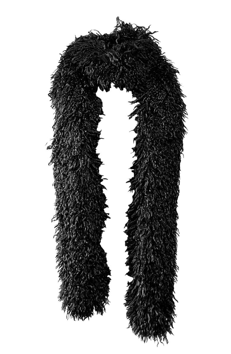 Anna Sui Faux Curly Lamb Fur Long Scarf, Main, color, 
