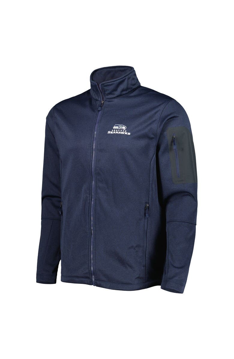 DUNBROOKE Men's Dunbrooke Heather Navy Seattle Seahawks Freestyle Coated Tech Fleece Full-Zip Jacket, Alternate, color, 