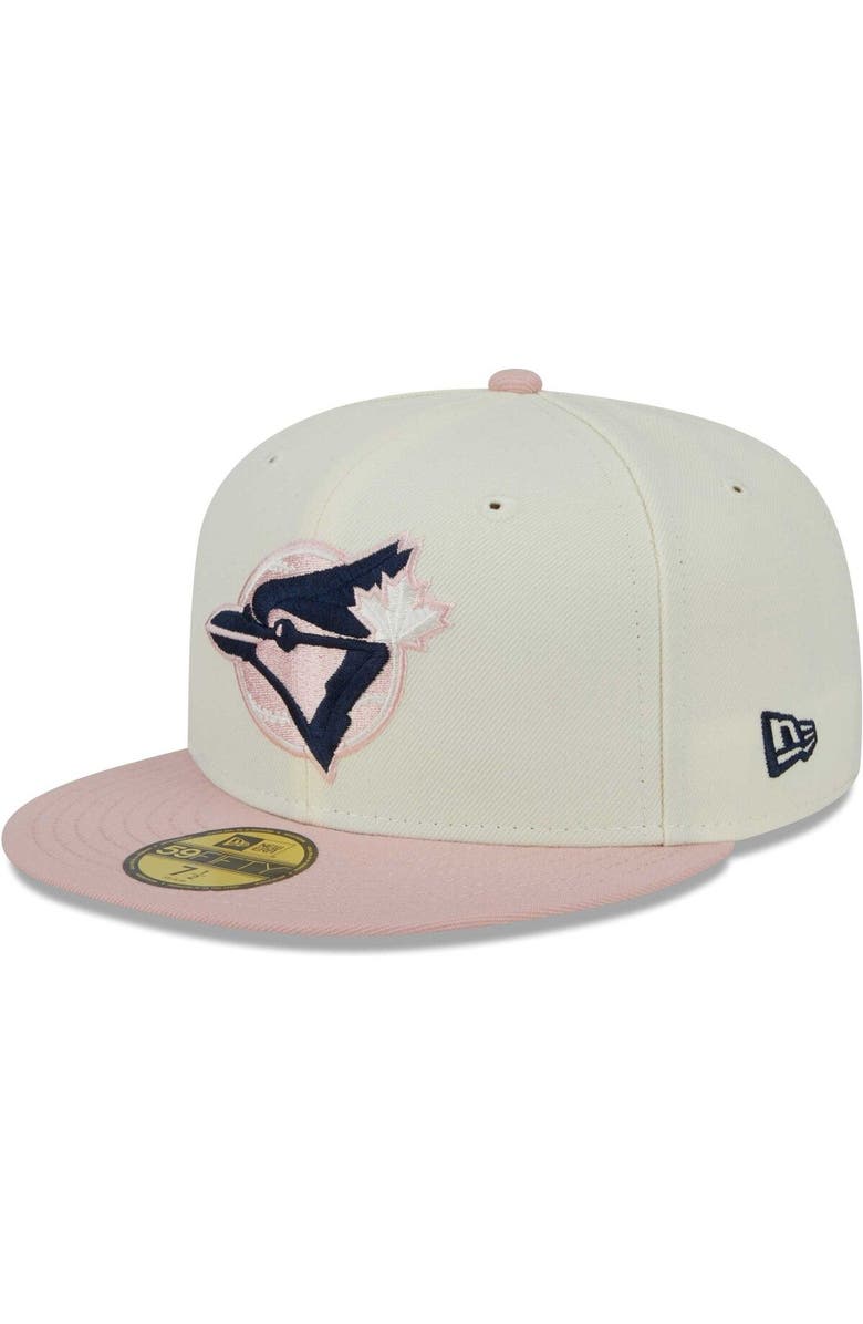 New Era Men's New Era White/Pink Toronto Blue Jays Chrome Rogue 59FIFTY Fitted Hat, Alternate, color, 