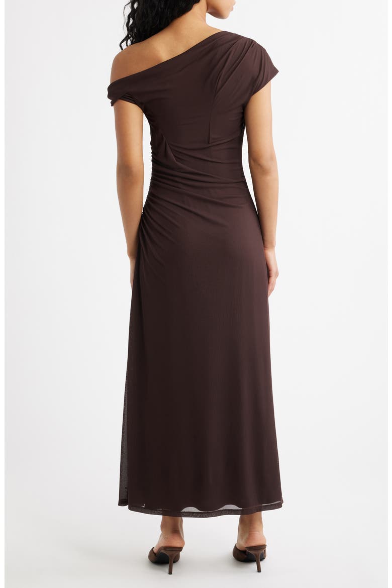 Paris Asymmetric Mesh Dress, Alternate, color, CHOCOLATE