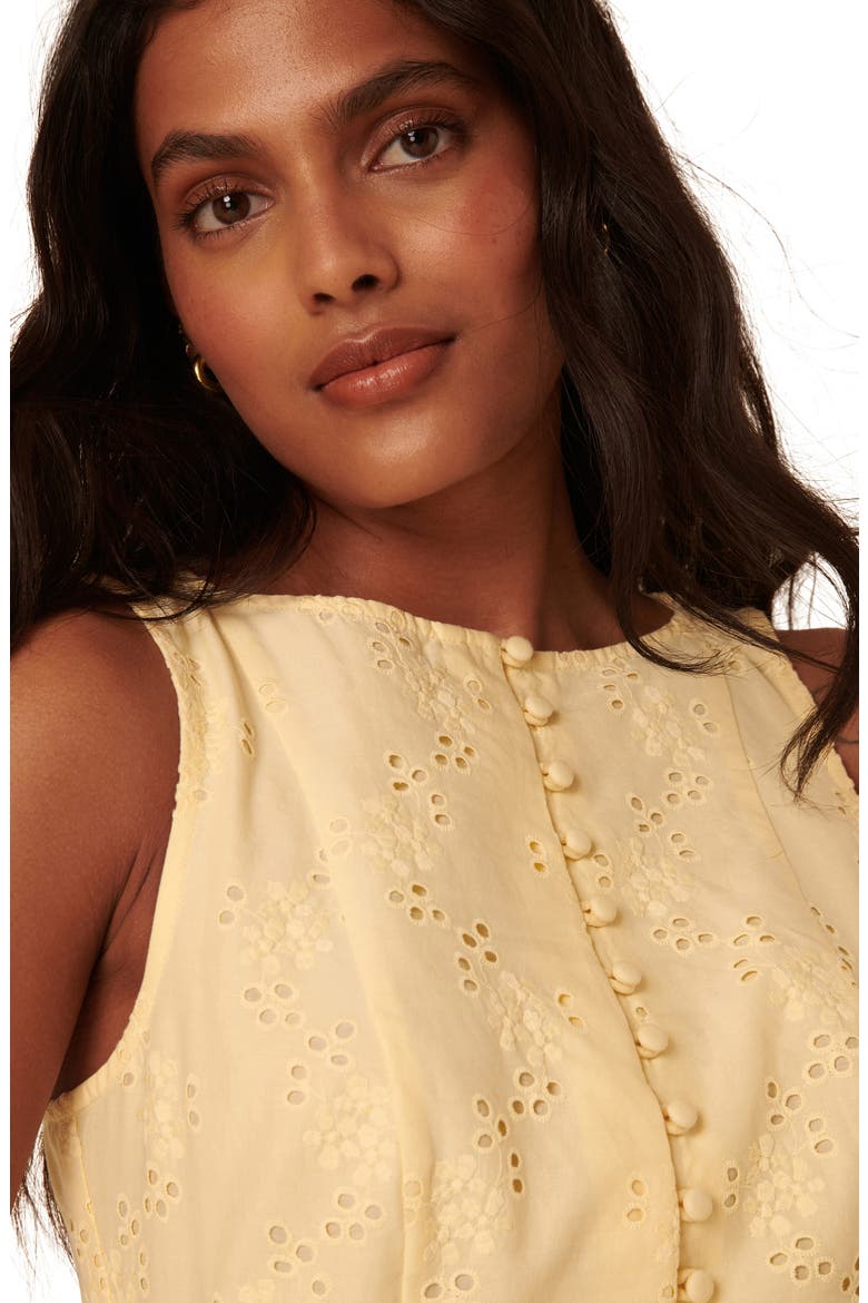 Claudia Drop Waist Organic Cotton Broderie Anglaise Minidress, Alternate, color, YELLOW