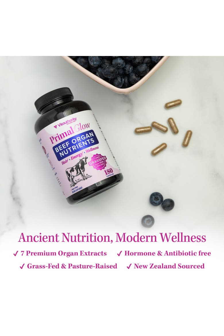 Primal Glow Beef Organ Nutrients 180 Capsules, Alternate, color, No Color