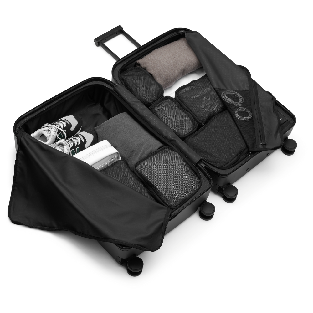 D_b_ Ramverk Pro Hardside 25 Inch Checked Luggage Spinner with Buckle Closure, Alternate, color, Black Out