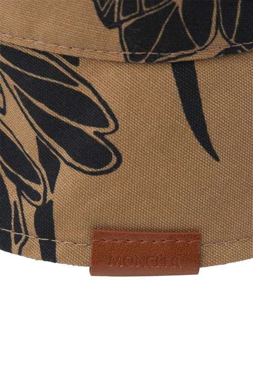 Moncler Reversible Bucket Hat In Dark Beige Print