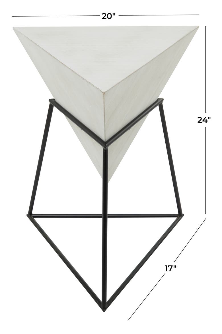 White Wood Modern Accent Table with Black Metal Stand, Alternate, color, BLACK