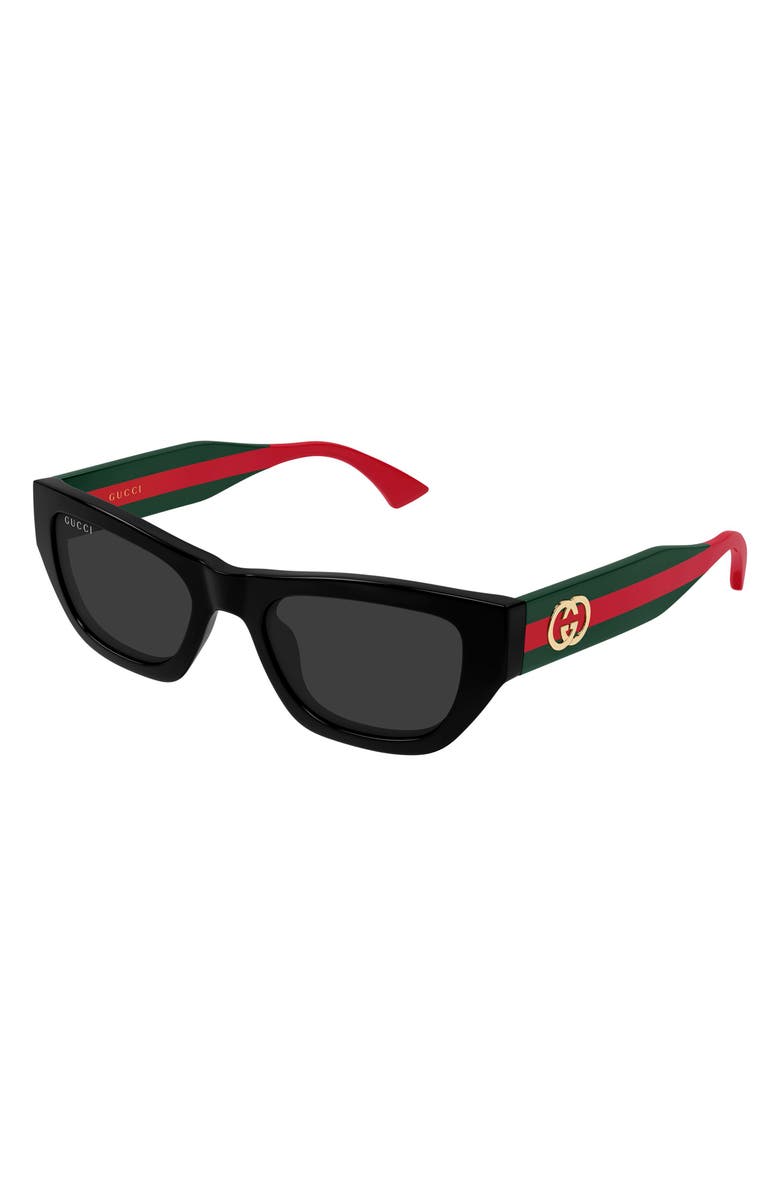 Gucci 52mm Cat Eye Sunglasses, Alternate, color, Black