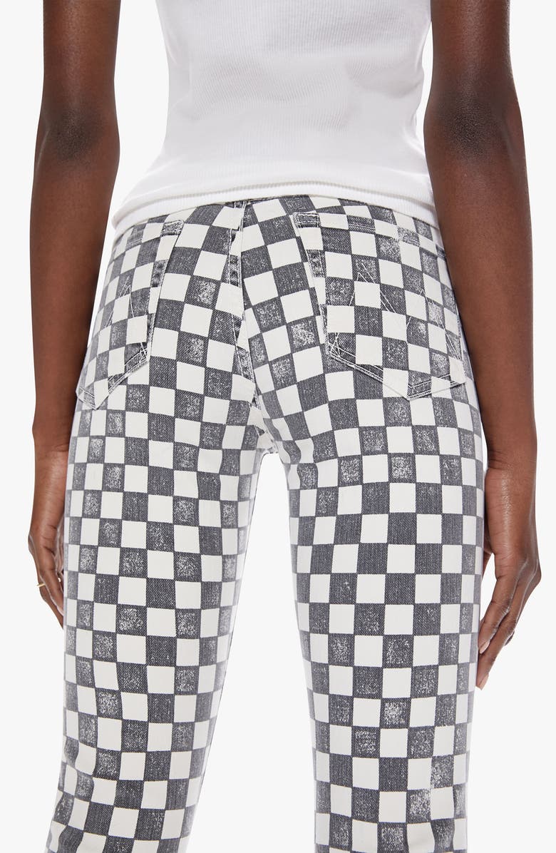 MOTHER The Insider Checkerboard Frayed Crop Bootcut Jeans, Alternate, color, 