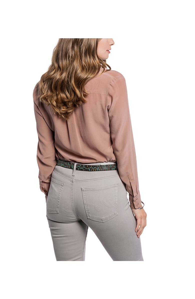 OLD TREND Amazonite Genuine Leather Studded Stitched Detail Belt, Alternate, color, Coffee