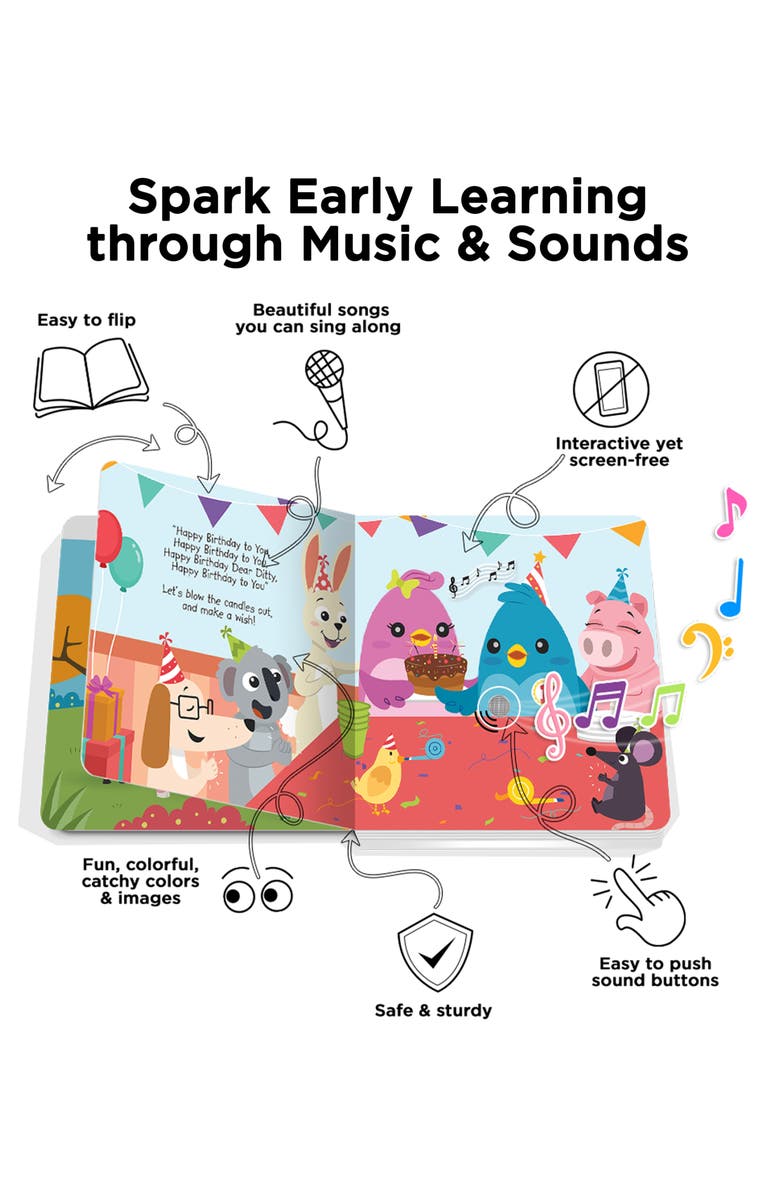 Ditty Bird Kids' Happy Birthday Interactive Musical Sound Book, Alternate, color, Blue