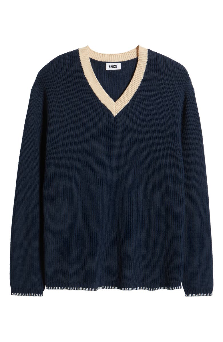KROST Rib Knit V-Neck Sweater, Alternate, color, 