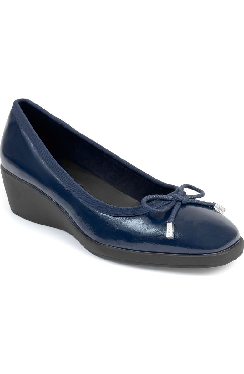 Aerosoles Tema Ballet Wedge Pump, Main, color, Navy Crinkle Faux Leather