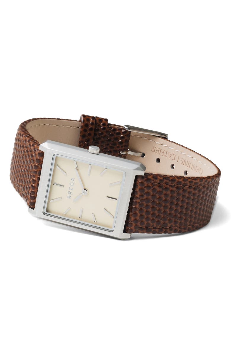 BREDA Virgil Leather Strap Watch, 26mm, Alternate, color, 
