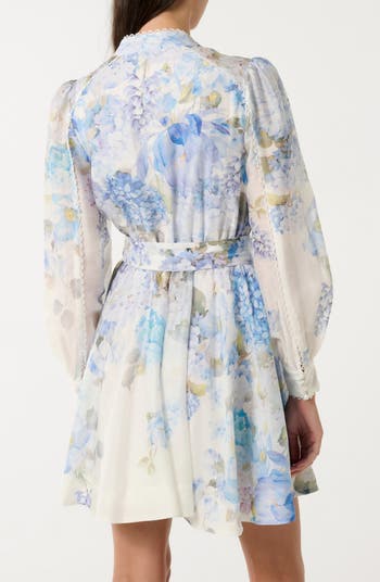 Ever New Vienna Lace Trim Belted Long Sleeve Shirtdress