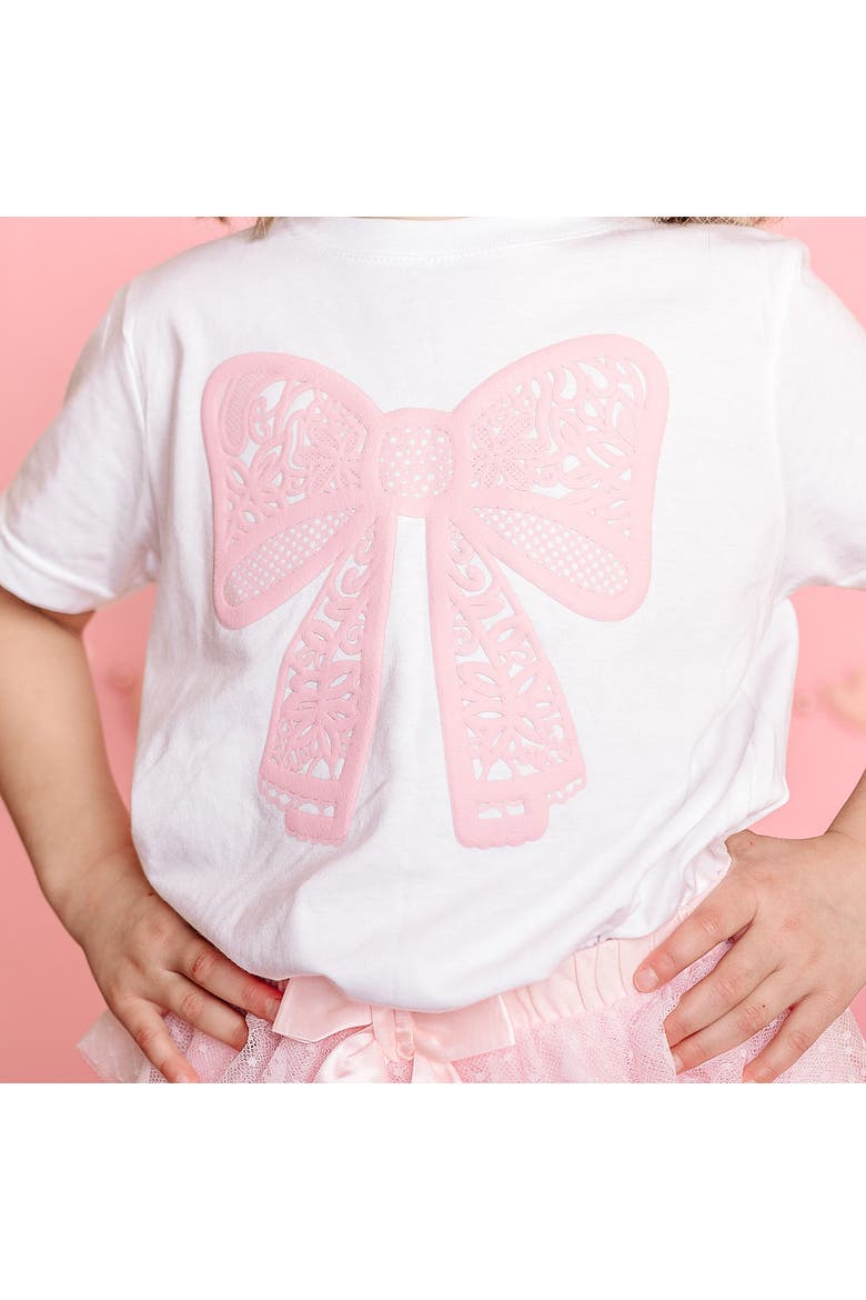 Lace Bow Puff Ink Short Sleeve T-Shirt, Alternate, color, White