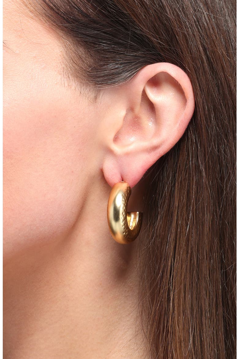 Textured Hoop Earrings, Alternate, color, GOLD