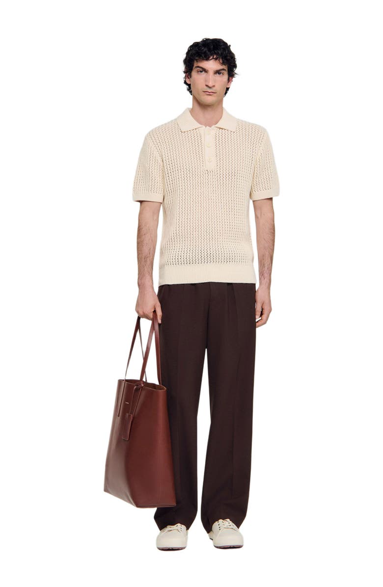 SANDRO Cotton polo shirt with polo collar, Alternate, color, Butter Cream