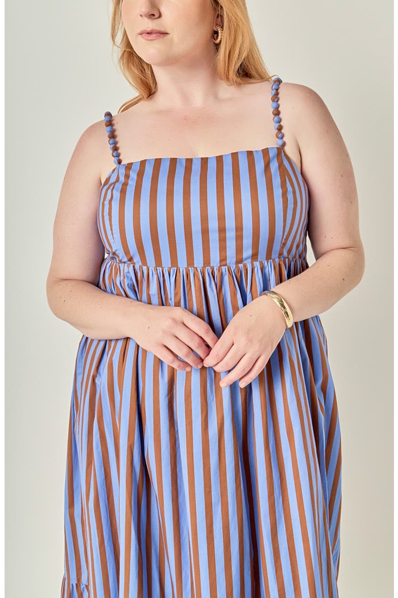 Striped Cotton Maxi Dress, Alternate, color, BLUE/ BROWN STRIPE